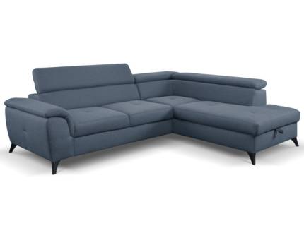 Coltar extensibil ALDEIA cu lada pentru depozitare, tetiere reglabile, personalizabil 251x200cm