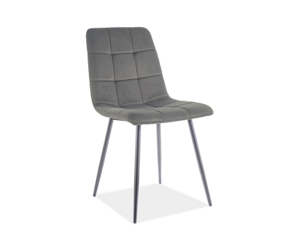 Scaun tapitat MILA MATT VELVET catifea mata grey 45x53xH86cm, picioare negre 