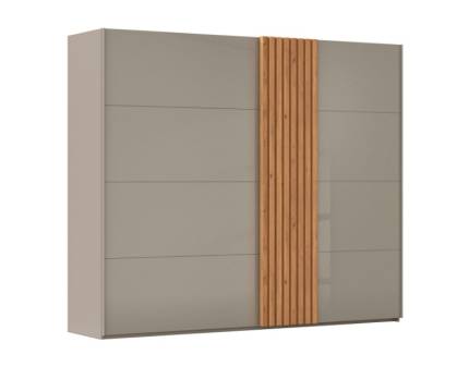 Dulap cu usi glisante TEGIO 262x223x69cm fango mat/ sticla fango- stejar Wild