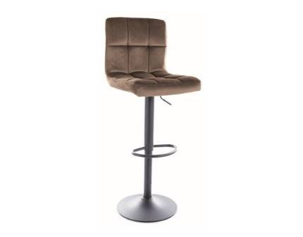 Scaun tapitat pentru bar C-105 VELVET reglabil pe inaltime, catifea beige 42x47xH96-117cm, picior negru