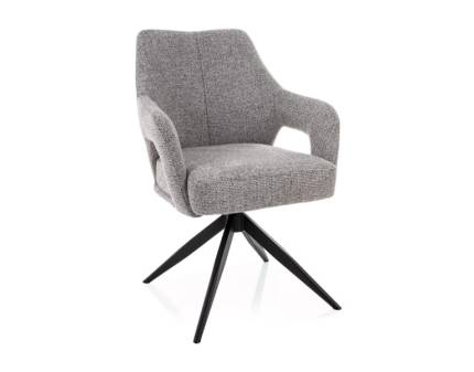 Scaun tapitat OLSEN NOELLE rotativ, functie de inclinare a spatarului, material textil grey 59x65xH86cm picioare negre
