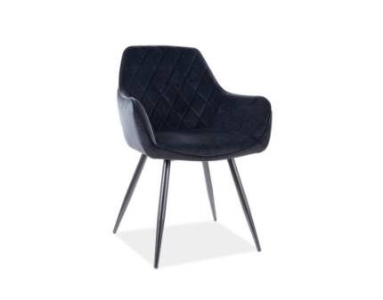 Scaun tapitat LINEA VELVET catifea black 59x59xH82cm, picioare negre