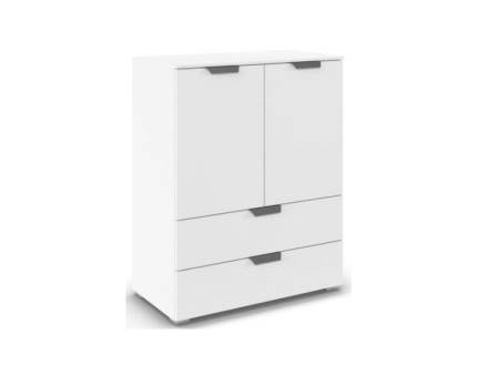 Comoda cu 2 usi si 2 sertare ADITIO 80x100x42cm alb alpin, manere crom 