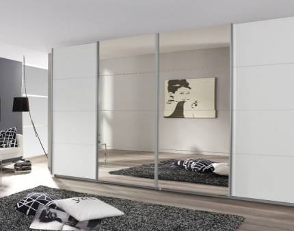 Dulap cu usi glisante SYNCRONO 361x211x62cm alb alpin/ oglinda configurabil