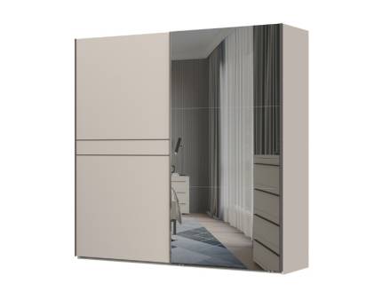 Dulap cu usi glisante OPERA 230x224x61cm casmir/ oglinda, maner maro