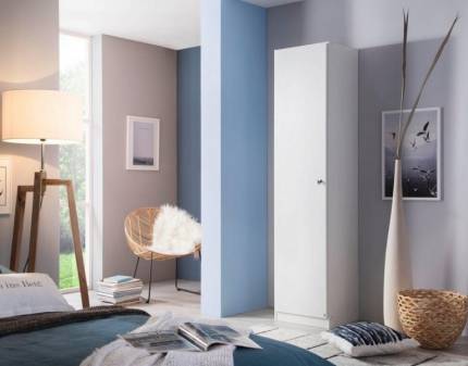 Dulap cu o usa cu balamale BUCHHOLZ 47x197x54cm alb alpin, maner aluminiu