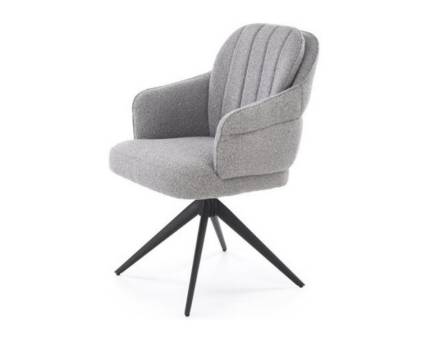 Scaun tapitat K570 rotativ, material buclat grey 61x70xH92cm, picioare negre
