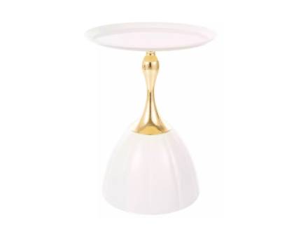 Masuta PIANA WHITE din metal alb si auriu 38xH50cm