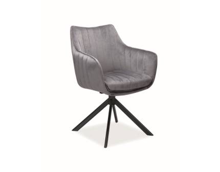 Scaun tapitat AZALIA VELVET rotativ, catifea grey 61x58xH86cm, picioare negre