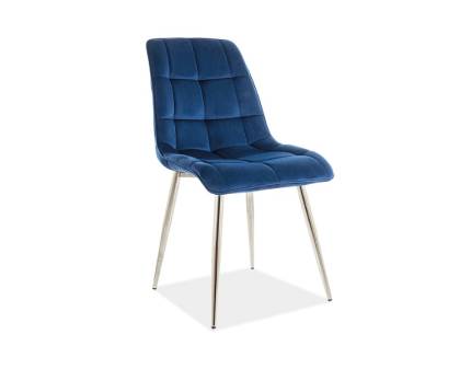 Scaun tapitat CHIC VELVET CHROM catifea blue 50x58xH88cm, picioare crom