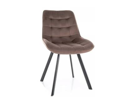 Scaun tapitat MONTI VELVET rotativ, catifea cappuccino 51x60xH88cm, picioare negre