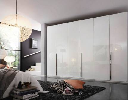 Dulap cu 6 usi cu balamale MONTCLAR 301x223x60cm alb alpin/ alb lucios, manere crom