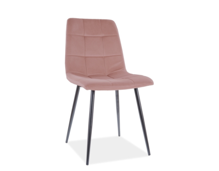 Scaun tapitat MILA MATT VELVET catifea mata pink 45x53xH86cm, picioare negre