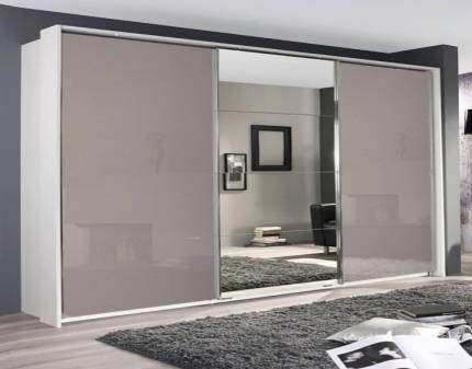 Dulap alb alpin/sticla fango-oglinda 361x229x62cm KULMBACH