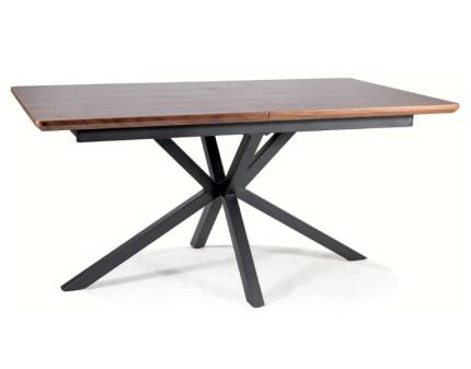 Masa extensibila LOGAN NUT din MDF si furnir natural nuc, metal negru 160-200x90xH75cm
