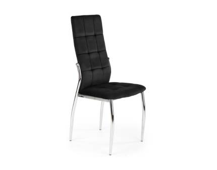 Scaun tapitat K416 cu spatar inalt, catifea black 43x54xH101cm, cadru si picioare crom