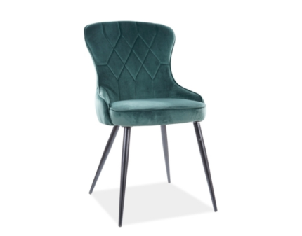 Scaun tapitat LOTUS VELVET catifea green 52x61xH91cm, picioare negre