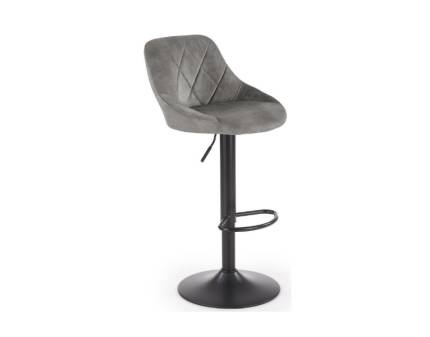 Scaun tapitat pentru bar H101 reglabil pe inaltime, catifea grey 47x45xH84-106cm, picior negru