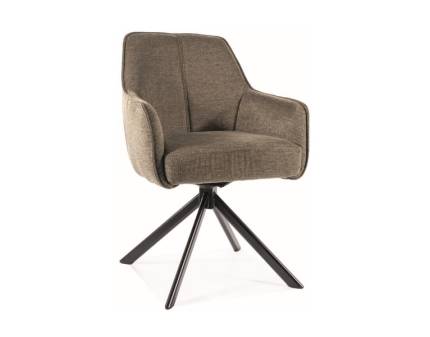 Scaun tapitat NOTTI BREGO rotativ, material textil olive 55x62xH83cm, picioare negre