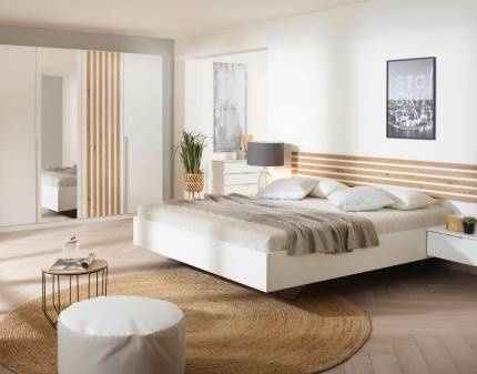 Dormitor LAMELLA alb alpin/ stejar artisan 