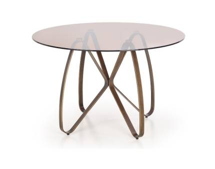 Masa LUNGO din sticla bronz, metal auriu antic 120xH76cm