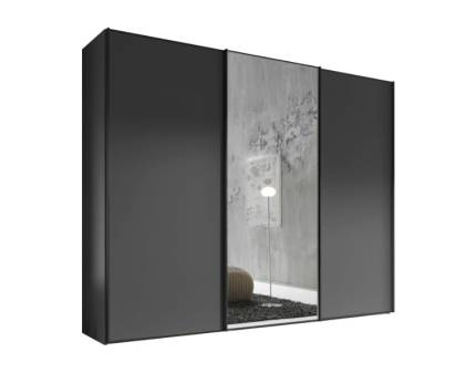 Dulap cu 3 usi glisante 249x240x68cm grafit mat/ oglinda, maner grafit model 2 SINFONIE PLUS 