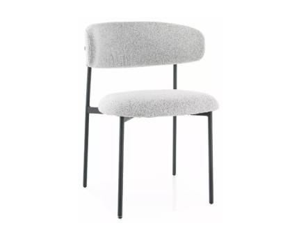 Scaun tapitat ELTON minimalist, material textil beige 56x58xH80cm, picioare negre