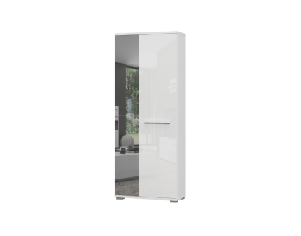 Dulap hol cu 2 usi PIANO WHITE 76x194x36cm alb lucios/ oglinda
