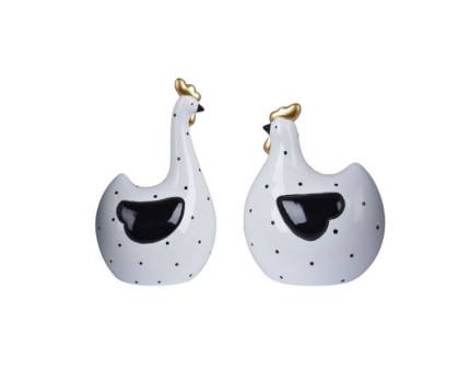 Set cocos cu gaina din ceramica alb 13x21.5x8.5cm / 12x16x8.5cm