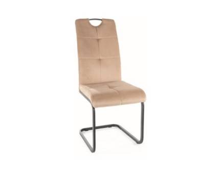 Scaun tapitat AXO VELVET catifea beige 43x47xH101cm, picioare crom